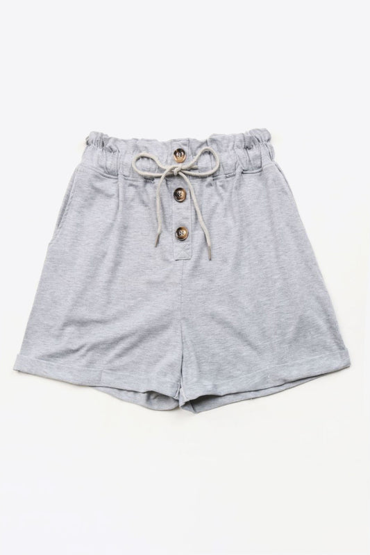 Shorts mit geknöpftem Kordelzug in der Taille und Bündchen