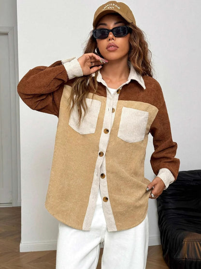 Langarmhemd mit Farbblock-Kragen