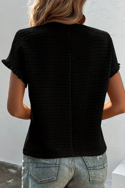 Bluse mit Rundhalsausschnitt und Flügelärmeln und Rüschen