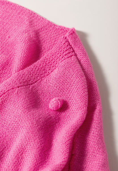 Strickjacke mit Pompon-Farbblock und offener Vorderseite