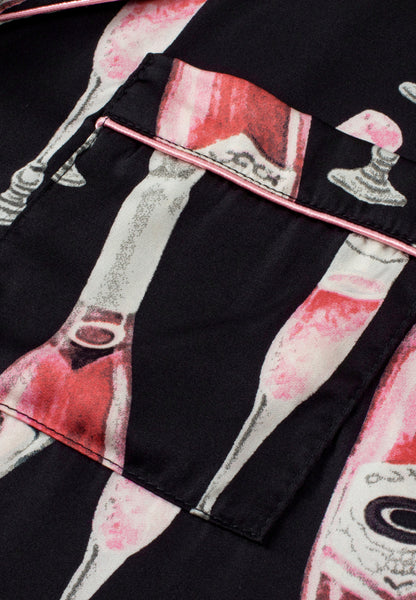 Set aus kurzärmligem Oberteil und Shorts mit Champagner-Print