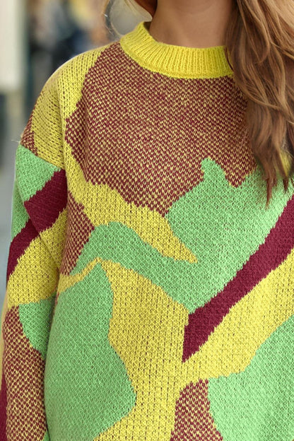 Pullover mit Rundhalsausschnitt und langen Ärmeln in Kontrastfarbe