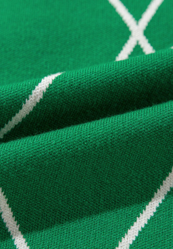 Pullover mit Stehkragen und Rautenmuster und Kontrastbesatz