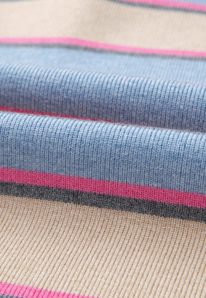 Langärmliger Pullover mit Streifen und Johnny-Kragen