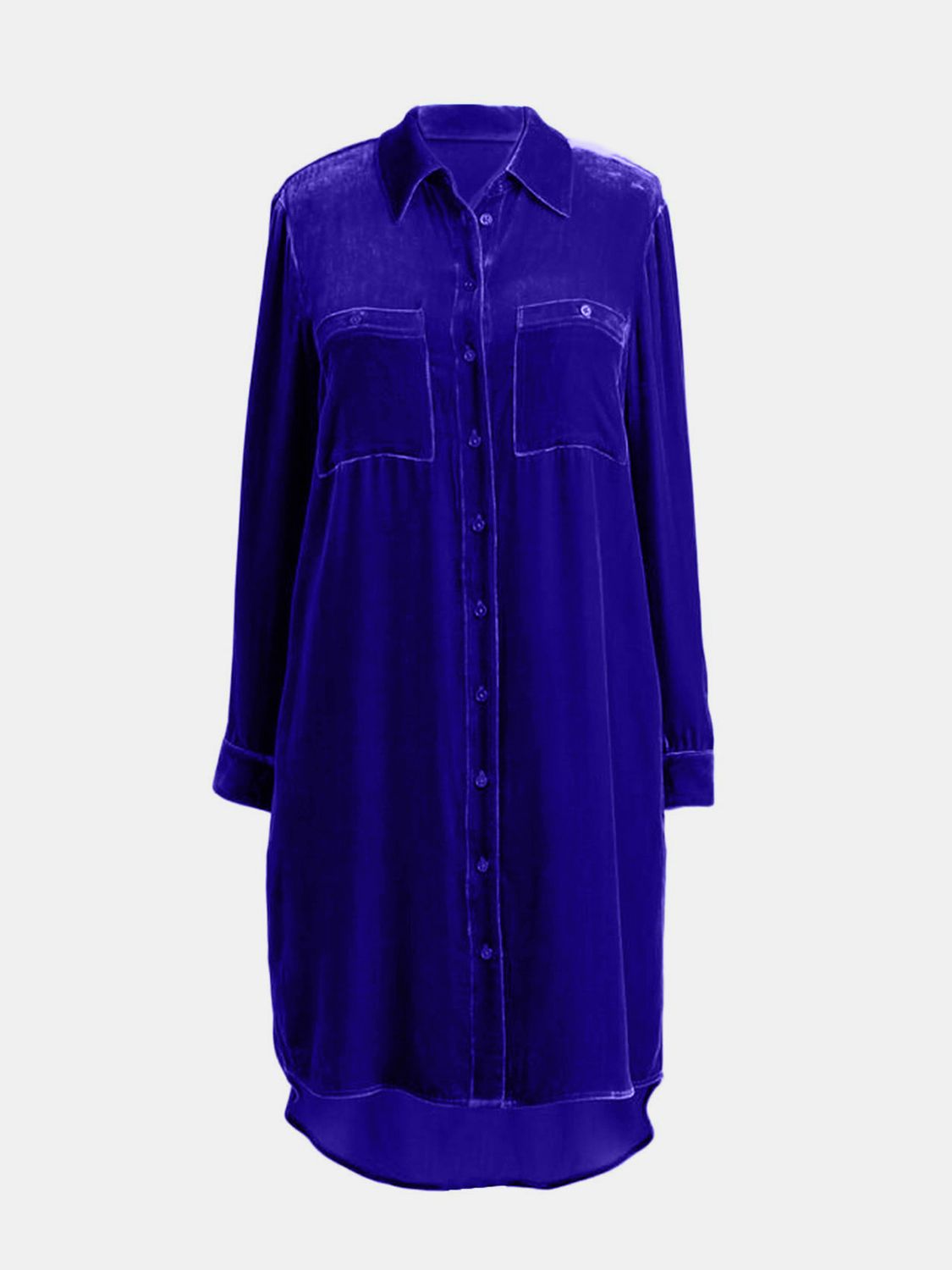 Knielanges Kleid mit langen Ärmeln und Knopfleiste