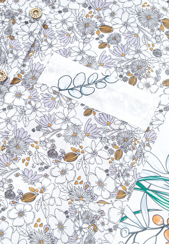 Langärmliges Hemd mit Blumenmuster und Kragen