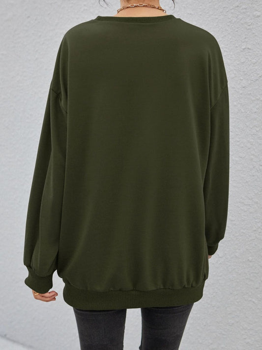 Stereoskopischer Buchstaben-Rundhalsausschnitt, langärmliges Sweatshirt