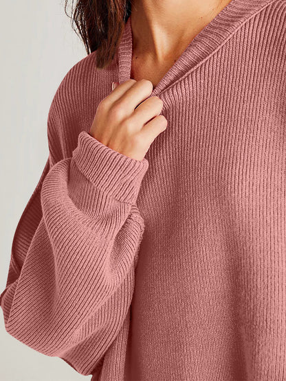 Double Take – Langärmliger Pullover mit seitlichem Schlitz und Rundhalsausschnitt