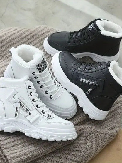 Plateaustiefel mit dekorativem Reißverschluss und runder Zehenpartie