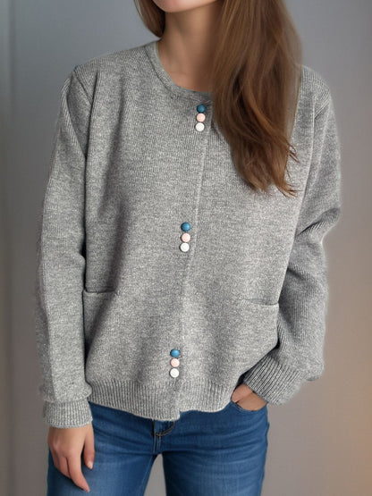 Langärmliger Cardigan mit Knopfleiste und Taschen