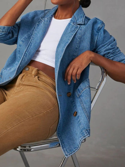 Jeansjacke mit Reverskragen und langen Ärmeln