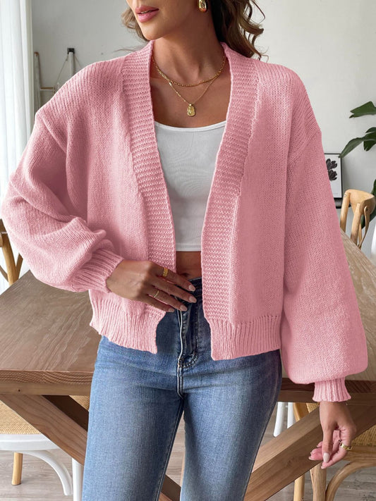 Strickjacke mit langen Ärmeln und offener Vorderseite
