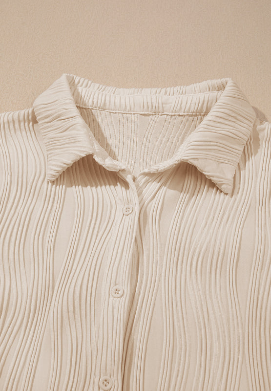 Strukturiertes Langarmhemd mit Kragen und Knopfleiste