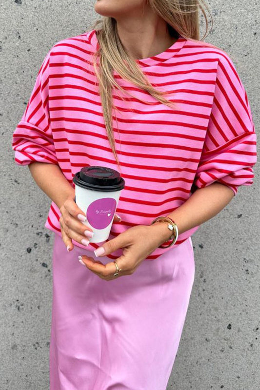 Gestreiftes Sweatshirt mit Rundhalsausschnitt und langen Ärmeln