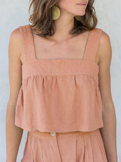 Set aus Oberteil und Hose mit eckigem Ausschnitt und breiten Trägern