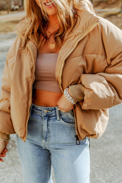 Mantel mit Reißverschluss und Kragen und Taschen