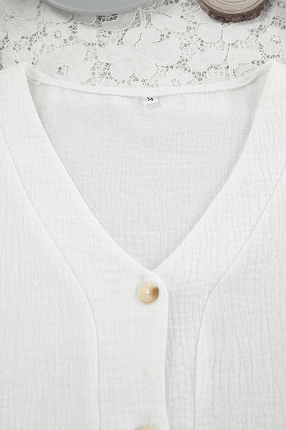 Atmungsaktives Set aus langärmligem Oberteil und Hose mit V-Ausschnitt und Rüschen