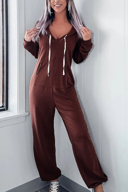 Jumpsuit mit langen Ärmeln und Kordelzug in voller Größe