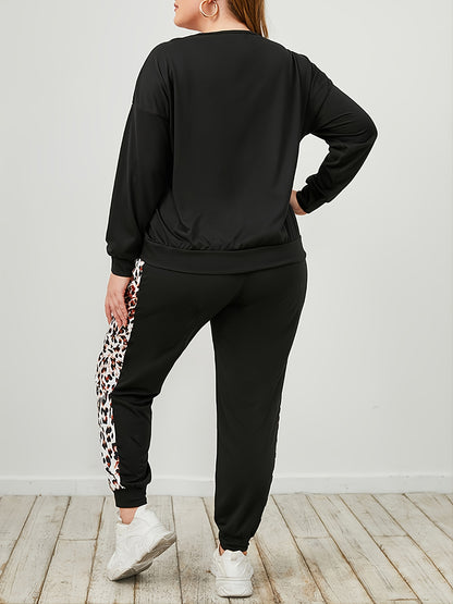 Set aus Sweatshirt und Jogginghose mit Leopardenmuster in Übergröße