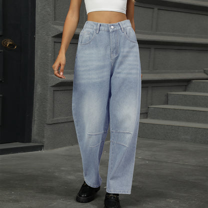 Jeans mit halbelastischer Taille und geradem Bein