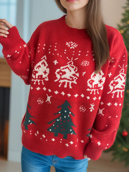 Weihnachtselement Rundhals Langarmpullover