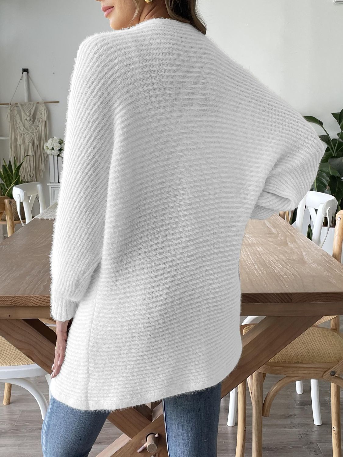 Strickjacke mit langen Ärmeln und offener Vorderseite