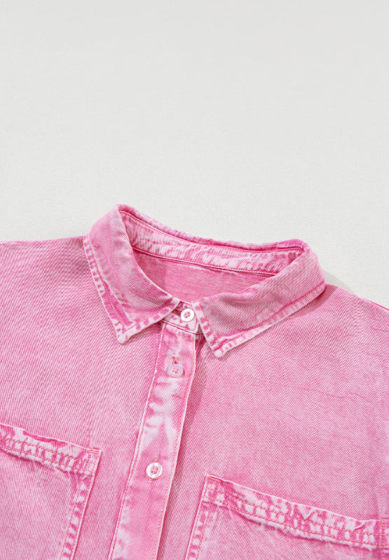 Mini-Jeanskleid mit Kragen und Knopfleiste