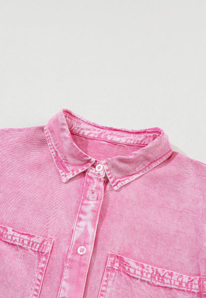 Mini-Jeanskleid mit Kragen und Knopfleiste