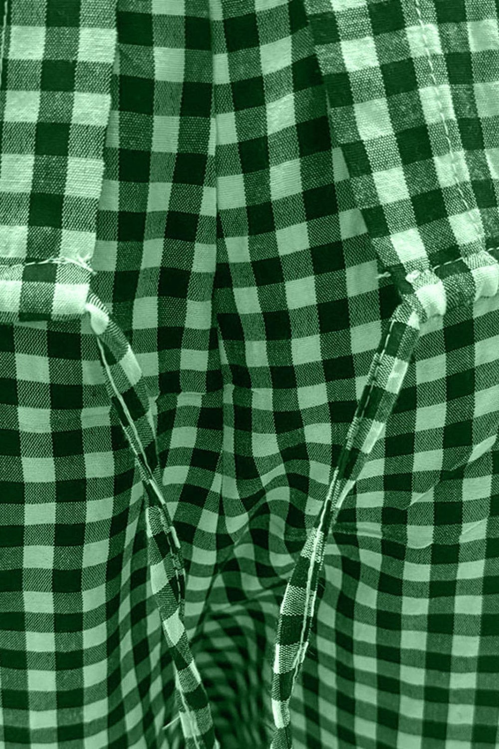 Set aus kariertem Oberteil und Hose in voller Größe mit Rundhalsausschnitt und halblangen Ärmeln