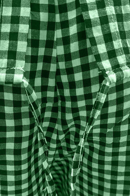 Set aus kariertem Oberteil und Hose in voller Größe mit Rundhalsausschnitt und halblangen Ärmeln