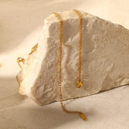 Doppellagige Halskette aus Edelstahl mit Zirkonia