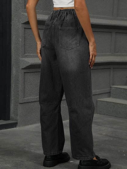 Jeans mit halbelastischer Taille und geradem Bein