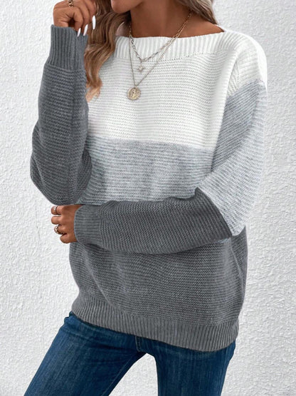 Pullover mit U-Boot-Ausschnitt und Farbblockdesign