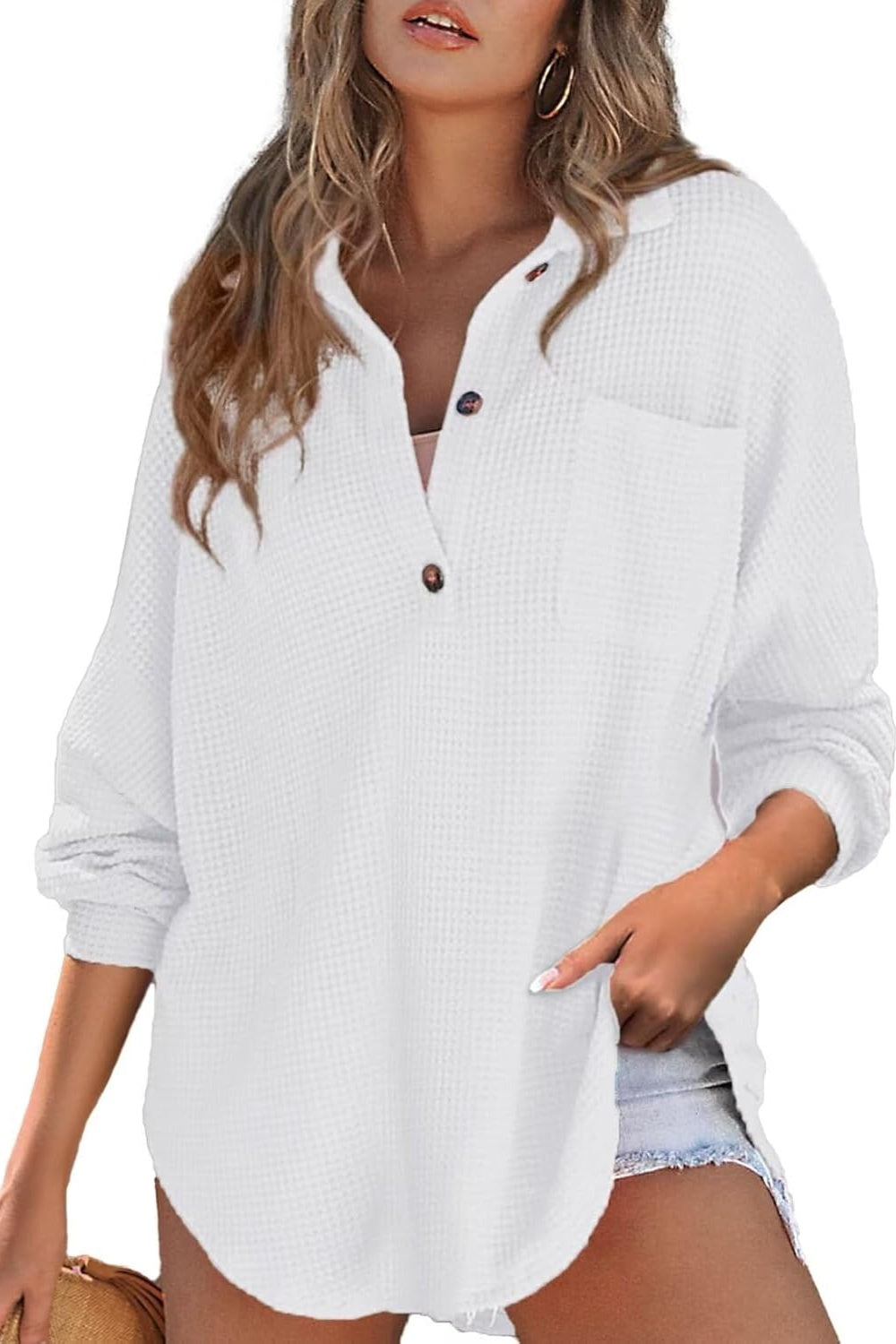 Sweatshirt mit halben Knöpfen und langen Ärmeln