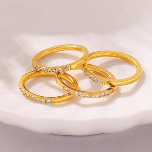 Titanstahlring mit eingelegtem Zirkon