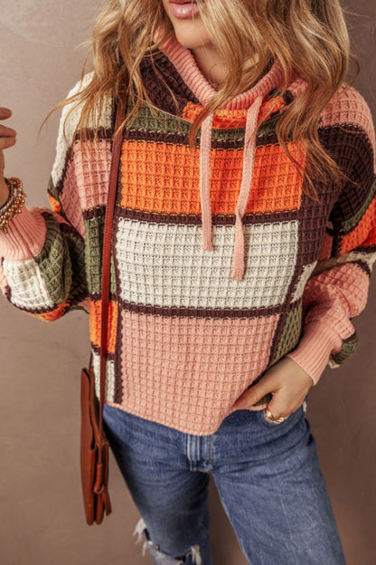 Pullover mit Stehkragen und Farbblockdesign im Kordelzugdesign