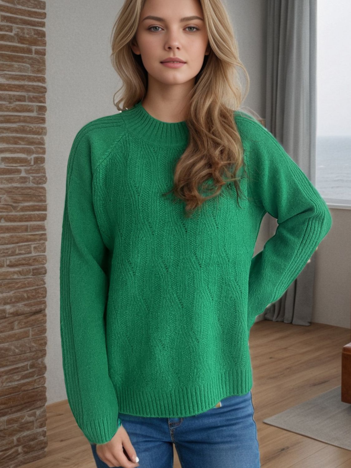 Pullover mit Rollkragen und langen Ärmeln