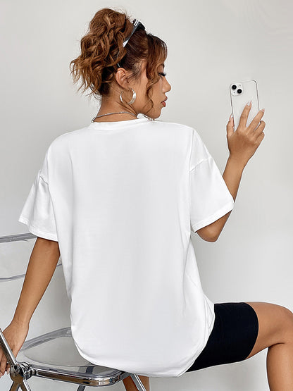 Rundhals-Kurzarm-T-Shirt mit „Never Better“-Grafik