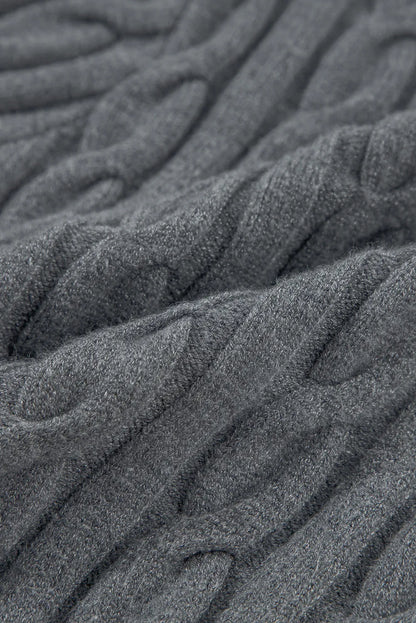 Langärmliger Pullover mit V-Ausschnitt und Zopfmuster