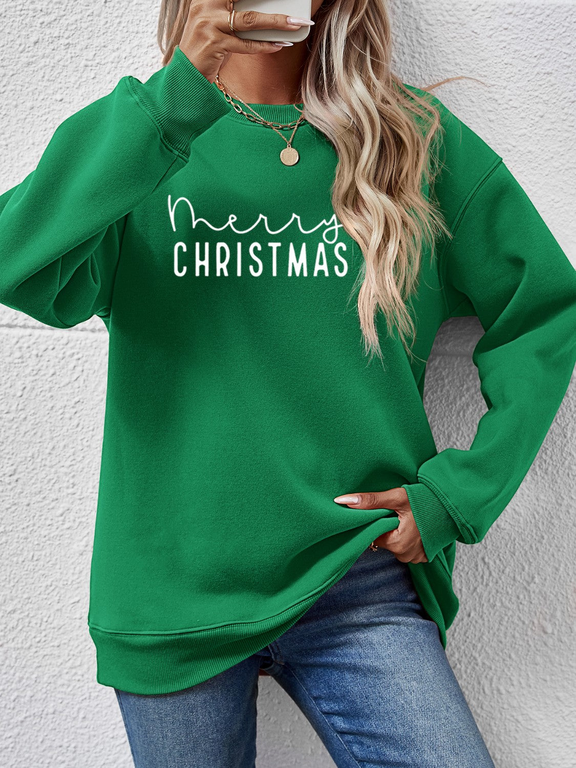 MERRY CHRISTMAS Sweatshirt mit überschnittenen Schultern