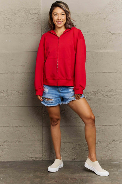 Langärmlige Kapuzenjacke mit Reißverschluss in voller Größe