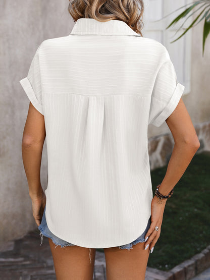 Strukturiertes Hemd mit Knopfleiste und Flügelärmeln