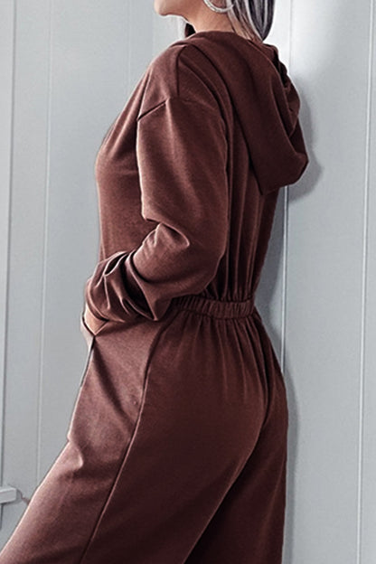 Jumpsuit mit langen Ärmeln und Kordelzug in voller Größe