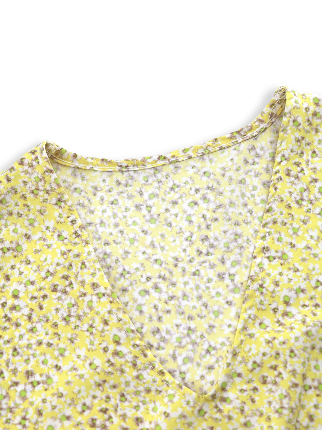 Langärmliges Midikleid mit Blumenmuster und V-Ausschnitt