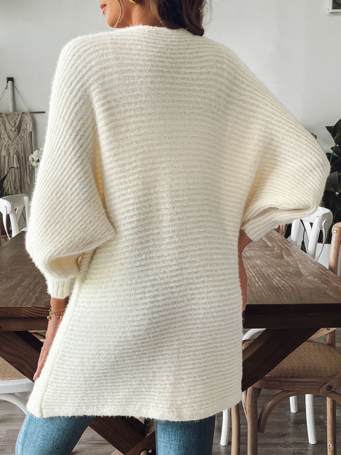 Strickjacke mit langen Ärmeln und offener Vorderseite
