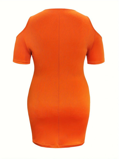 Plus Size Cold Shoulder Kurzarm-Minikleid