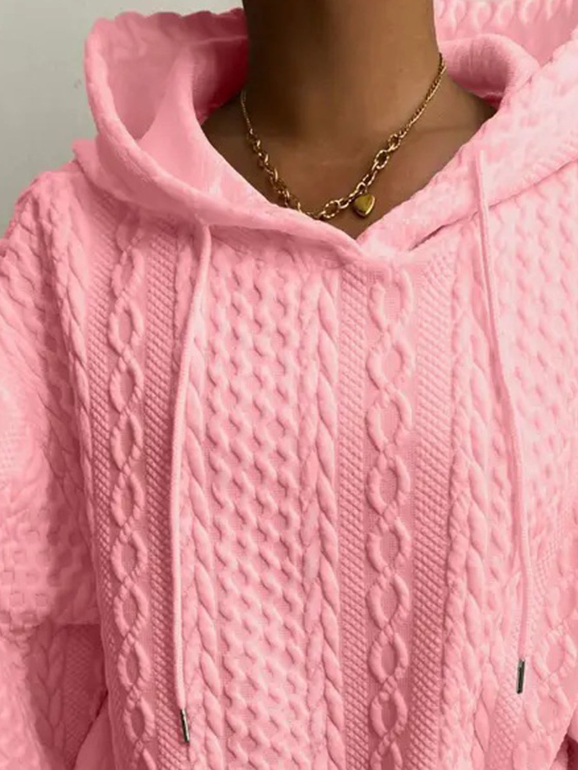 Kapuzenpullover mit überschnittener Schulter und Kordelzug