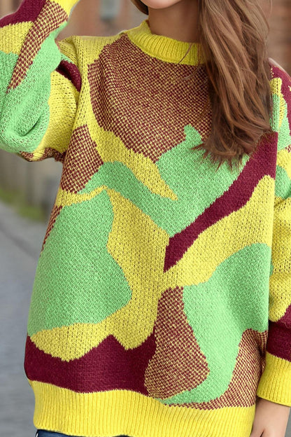 Pullover mit Rundhalsausschnitt und langen Ärmeln in Kontrastfarbe