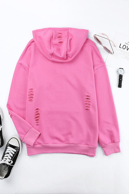 Kapuzenpullover mit Kordelzug und langen Ärmeln im Used-Look