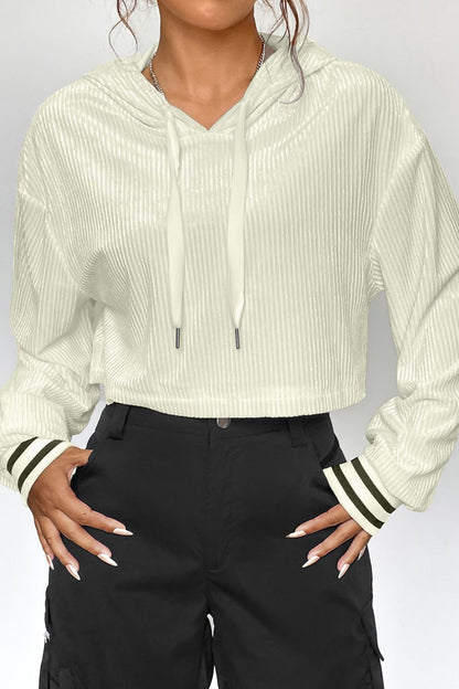 Kapuzenpullover mit überschnittener Schulter und Kordelzug